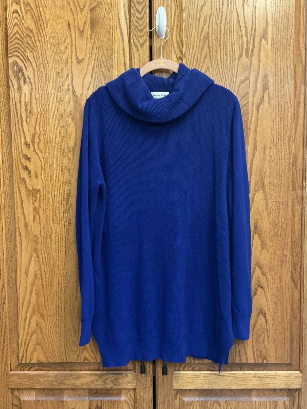 Studio Works Women’s Blue Cowl Neck Pullover Sweater XL